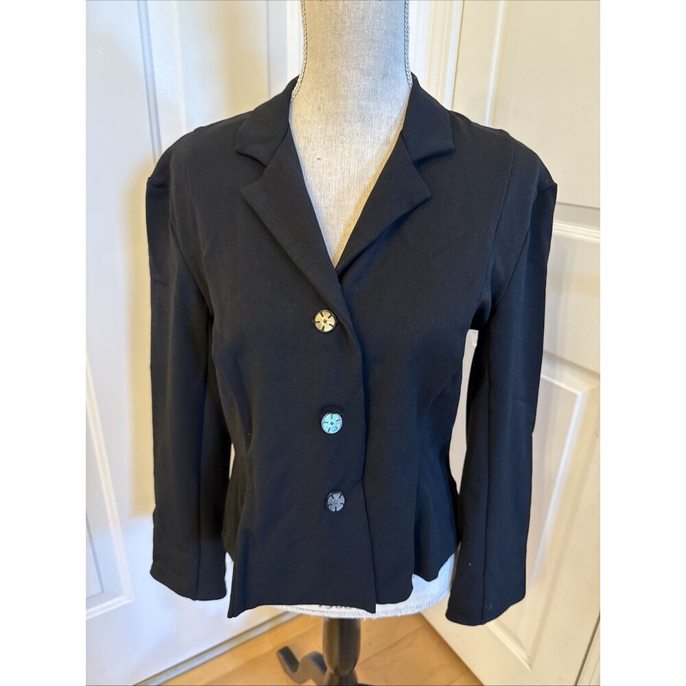RUFFLE DETAILS karol Richardson Black rayon blend blazer petite small women’s